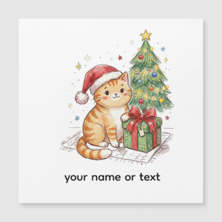 Gato Laranja Fofo com Chapéu de Papai Noel Enfeite