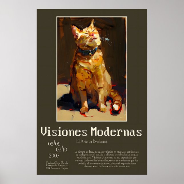 Gato Laranja Tabby Impressão Artística Animal Expr (Frente)
