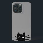 Gato Legal de Gato Preto e Curioso Gato  do Lover<br><div class="desc">Curiosa Capa de telefone Preta de Gato. Uma capas de iphone engraçada para amantes de gatos, disponível em várias cores. Esta capa de telefone de célula divertida pode ser personalizada com seu texto. Visite o Doodle World de Jenn para obter ainda mais acessórios de telefone felinos e presentes de gatinho...</div>