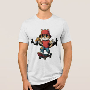 Gato Legal de Skate com Boné Camiseta Divertida