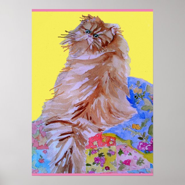 Gato Listrado Gatos Fofos e Poster de Colcha Color (Frente)