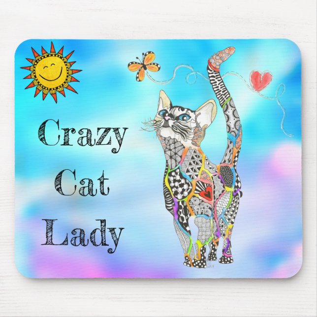 Gato Louco, Bonito e Colorido, Lady Mousepad (Frente)