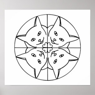 Gato Lover Caleidoscópio Gatos Corações Posters