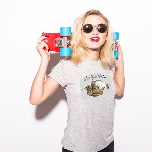 Gato-mãe e gatinhos, T-Shirt (Criador carregado)