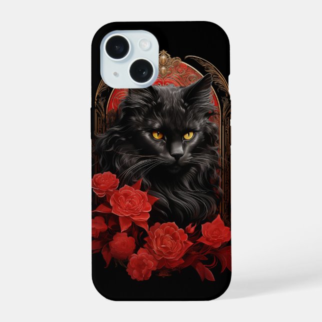 gato Maine Coon com flores (Verso)