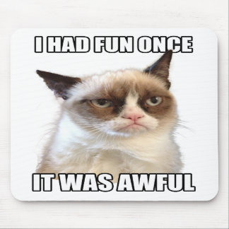 Gato mal-humorado Mousepad 'eu tive o divertimento