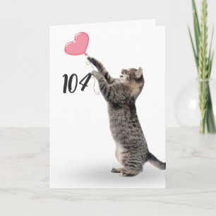 gato malhado brincalhão para cartão de 104º aniver