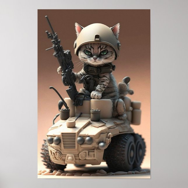 Gato Militar de poster Art (Frente)