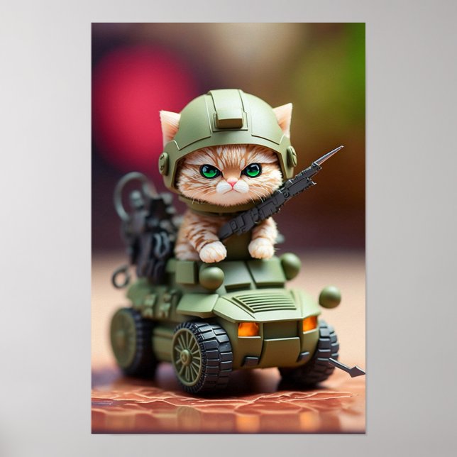 Gato Militar de poster Art (Frente)