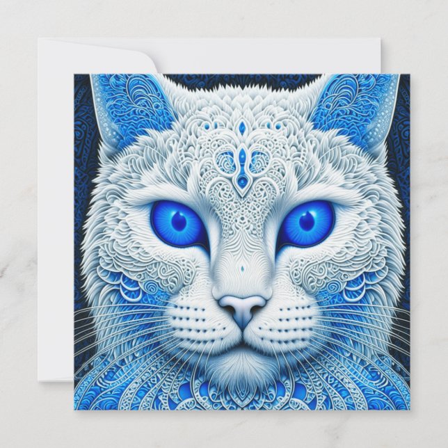 Gato Místico Branco Arte de IA Etérea (Frente)