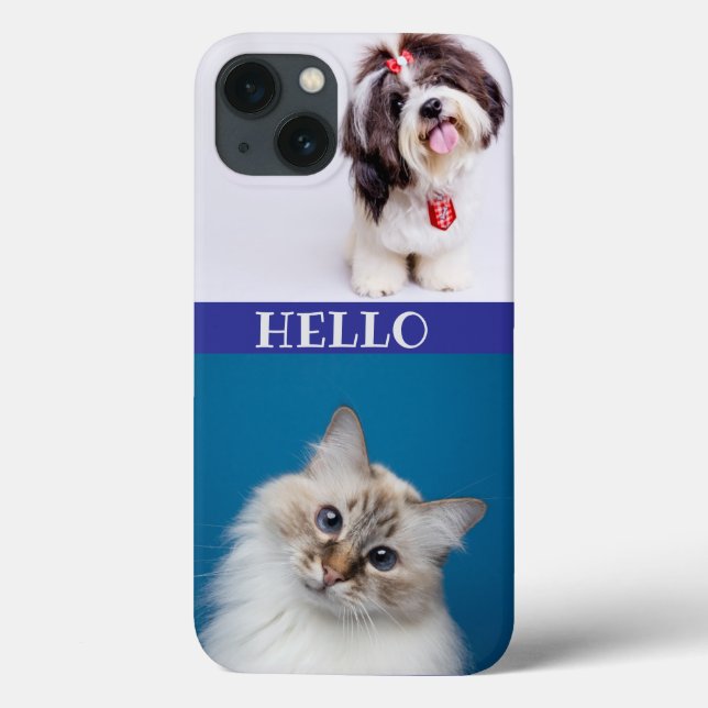 Gato Moderno e Cachorro, monogramas cúbicos roxos  (Verso)