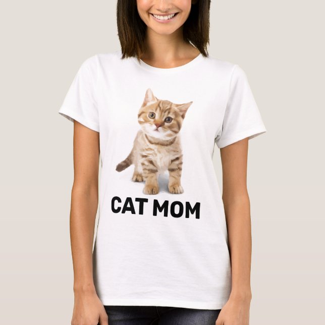 GATO MOM GINGER KITTEN LADIS T-SHIRTS (Frente)