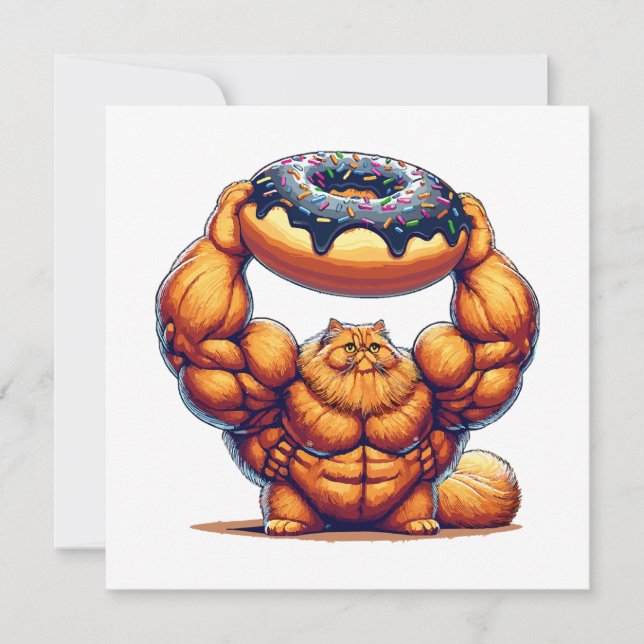 Gato Musculoso Levantando Donut (Frente)