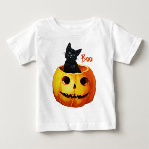 Gato na Camisa de Bebê do Pumpkin Halloween