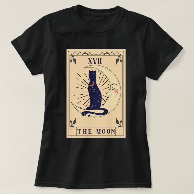 Gato Na Lua Tarot Relaxou A Camisa T (Frente do Design)