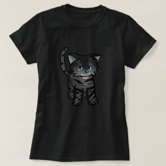 Gato Negro Bonito Com T-Shirt Azul