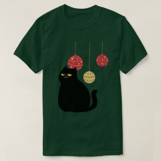 Gato Negro com camiseta Enfeites de natal