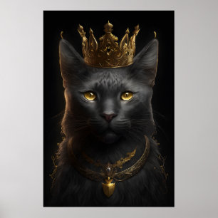 Gato negro com coroa - Poster Wall art