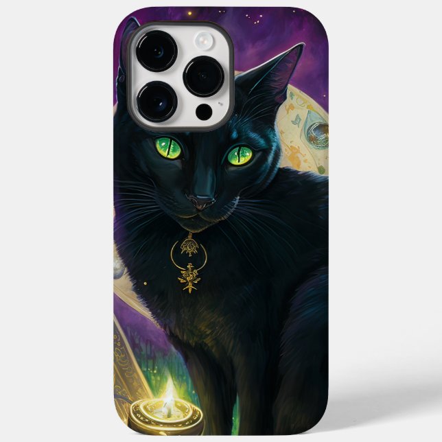 GATO NEGRO COM OLHOS VERDES E CANA (Verso)