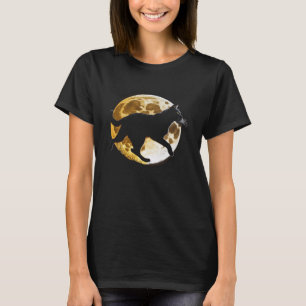 Gato Negro Correndo Camisetas Gráficas Moon Homens