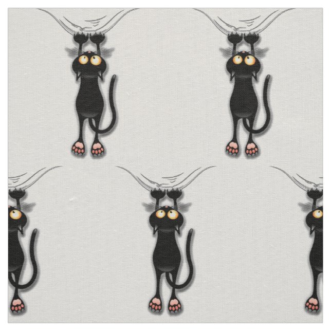 Gato Negro Divertido Abaixo Tecido de Linhagem (Modelo)