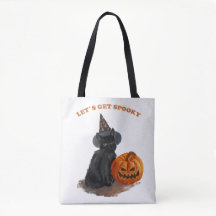 Gato Negro e abóbora Saco de Tote de Halloween