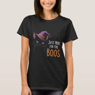 Gato Negro Engraçado Aqui para a Camiseta Boos   C