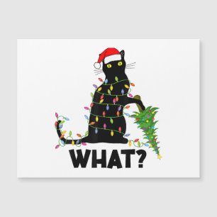 Gato Negro Engraçado Puxando Árvore De Natal Por C