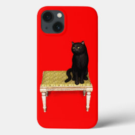 Gato negro na capas de iphone de casaco-rato