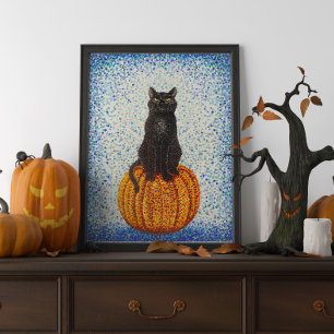 Gato Negro na Poster do Dia das Bruxas de Pumpkin