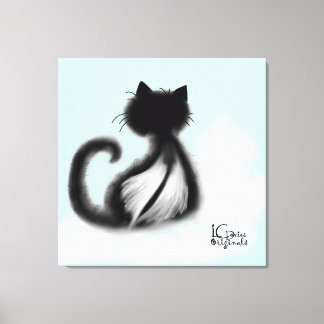 Gato Negro no Céu Canvas Esticada