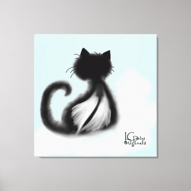 Gato Negro no Céu Canvas Esticada (Frente)