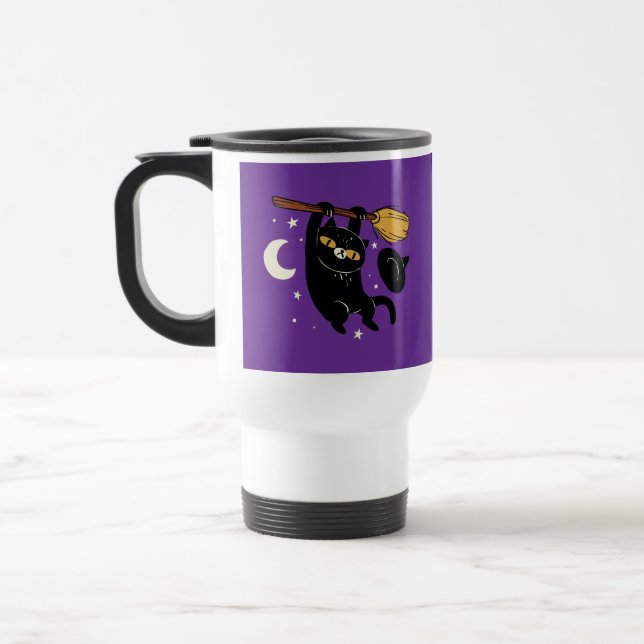 Gato Negro Prendendo Na Caneca de viagem Do Hallow (Esquerda)
