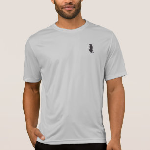 Gato Negro Silhouette cinza camiseta desportiva