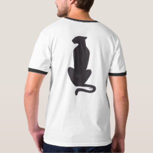 Gato Negro Silhouette, homem branco, camiseta bran