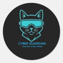 Gato Neon Guardião Cibernético - Adesivo de Vinil