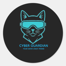 Gato Neon Guardião Cibernético - Adesivo de Vinil 