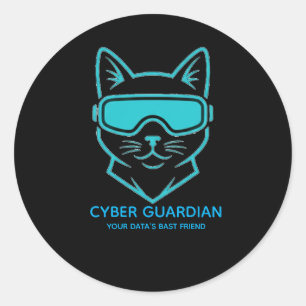 Gato Neon Guardião Cibernético - Adesivo de Vinil 