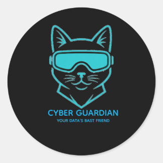 Gato Neon Guardião Cibernético - Adesivo de Vinil