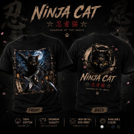 Gato Ninja 3D Japonês| Design de Camiseta