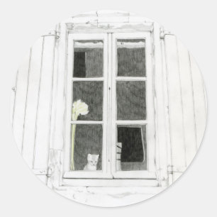 Gato no Adesivo da Janela