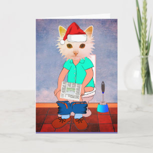 GATO NO BANHEIRO CARTÕES DE NATAL ENGRAÇADOS