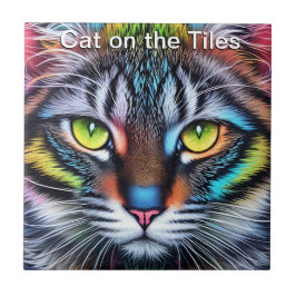 Gato nos Azulejos Retrato de Azulejo cerâmico