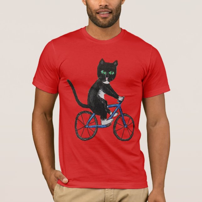 Gato numa camisa de bicicleta camiseta ciclando ga (Frente)