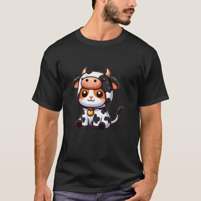 Gato numa camisa de roupa de vaca (Frente)