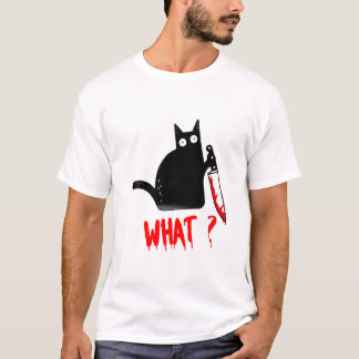 Gato o quê? Gato Preto Assassino com t-shirt de fa