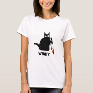 Gato o quê? T-Shirt Negro Engraçado