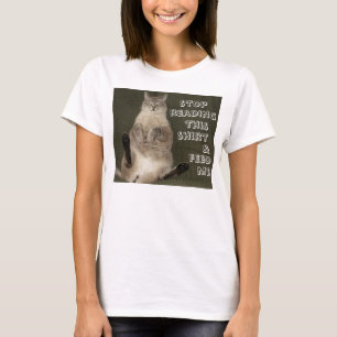 Gato "PARAR DE LER CAMISETA E ME ALIMENTAR" Senhor