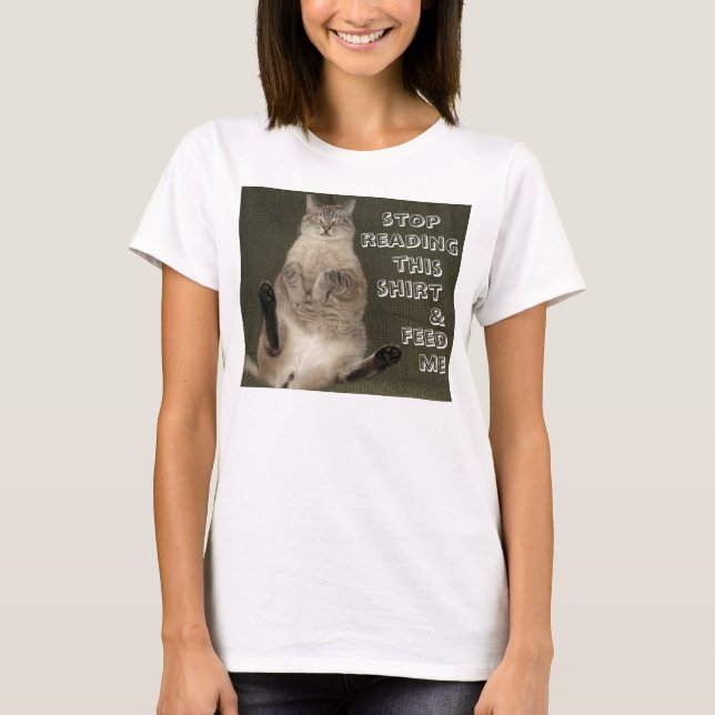 Gato "PARAR DE LER CAMISETA E ME ALIMENTAR" Senhor (Frente)