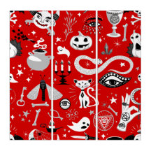 gato pentagrama oculto sangrado vermelho Triptych